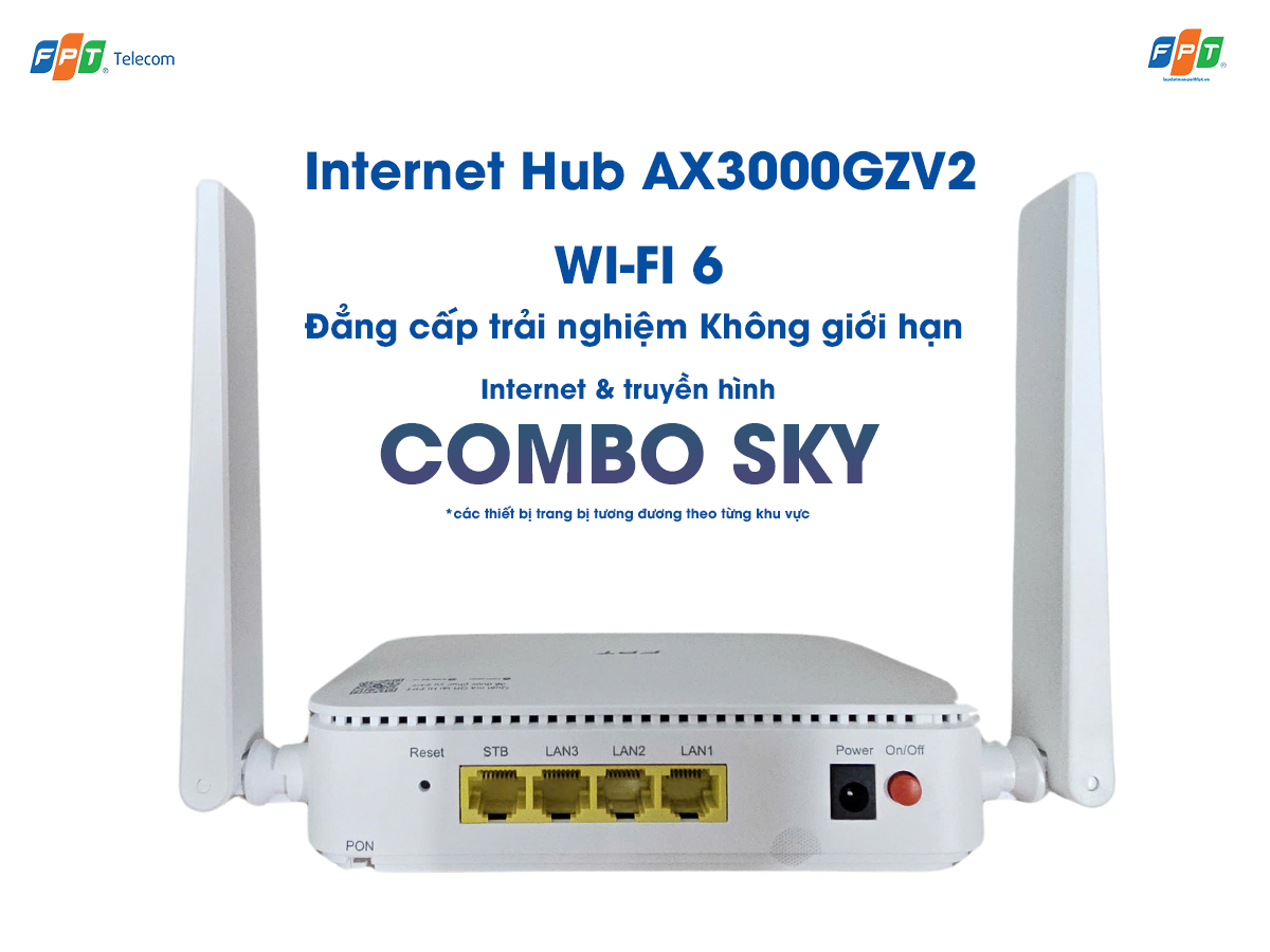 mặt sau thiết bị wifi 6 ax3000gzv2 ở gói cước combo sky của fpt