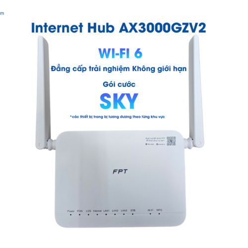 mặt trước thiết bị wifi 6 Ax3000gzv2 ở gói cước internet sky của fpt