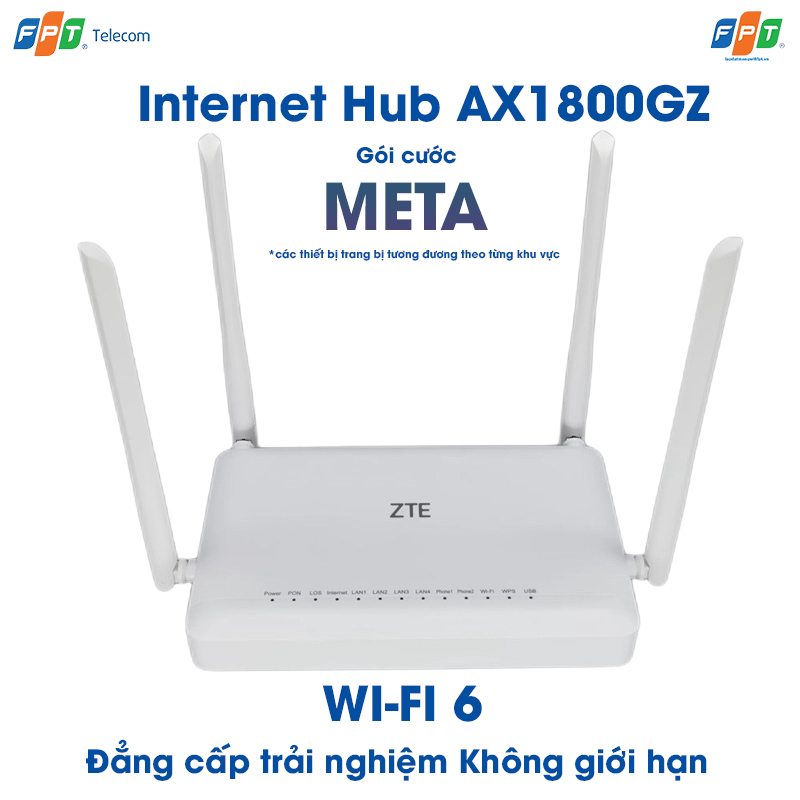 mặt đứng thiết bị Ax1800gz ở gói cước internet meta của fpt