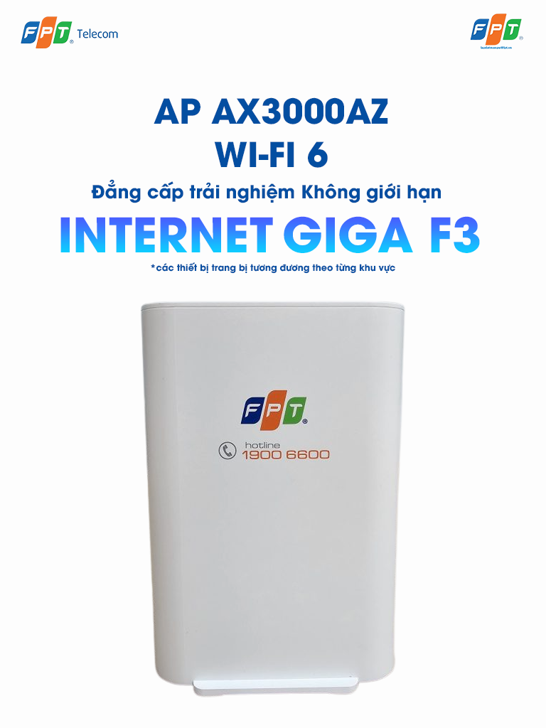 thiết bị wifi 6 ap ax3000az ở gói cước internet giga f3 của fpt