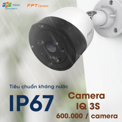 hình ảnh demo camera an ninh fpt iq 3s đạt tiêu chuẩn kháng nước IP67