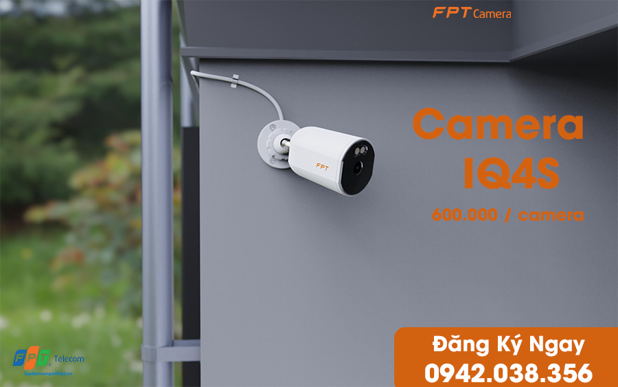 hình ảnh demo ngoài trời trên tường của fpt camera iq 4s