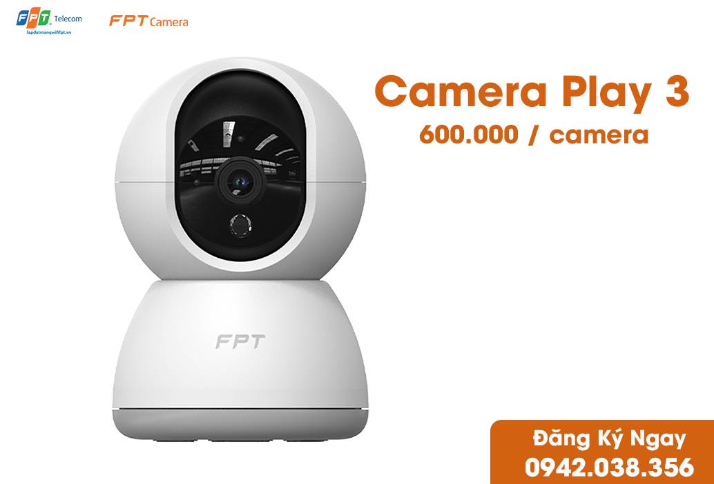 mặt trước của camera fpt IQ Play 3 thiết kế hiện đại, nhỏ gọn, xoay ngang và dọc