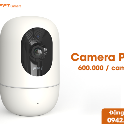 hình ảnh mặt trước camera iq thông minh của FPT thiết kế gọn nhẹ, để bàn, đàm thoại 2 chiều, xoay ngang