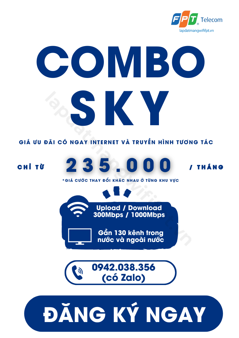 gói cước combo sky giá ưu đãi chỉ từ 235k / tháng (giá cả thay đổi theo từng khu vực)