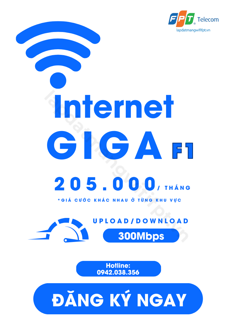 gói cước internet giga f1 của fpt giá chỉ từ 205k / tháng
