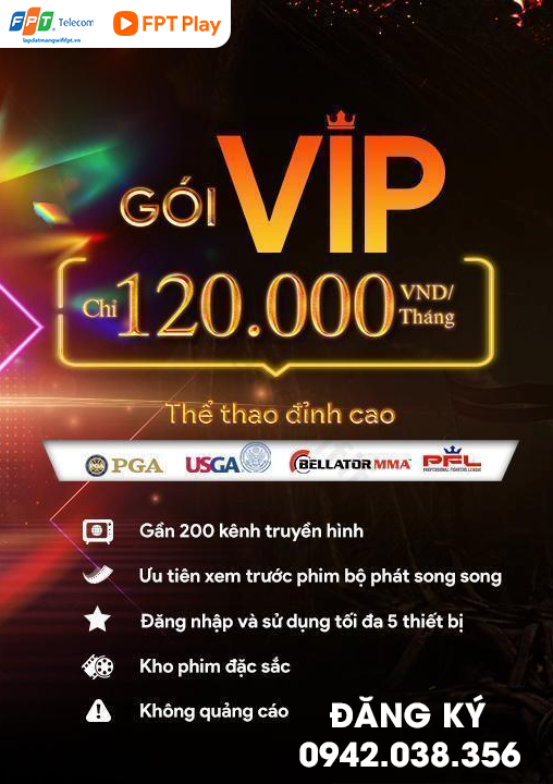 banner gói VIP dịch vụ truyền hình FPT Play giá chỉ từ 120.000 / tháng
