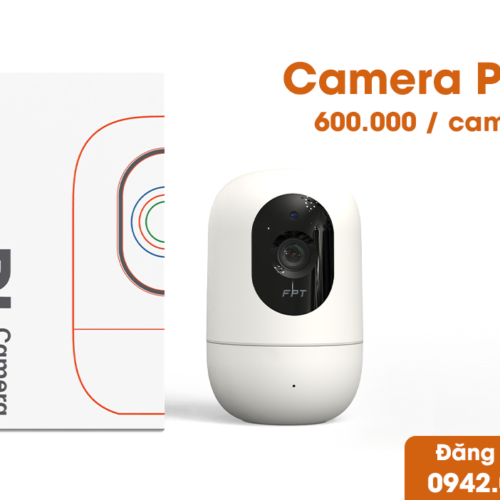 camera iq thông minh của FPT thiết kế gọn nhẹ, để bàn, đàm thoại 2 chiều, xoay ngang