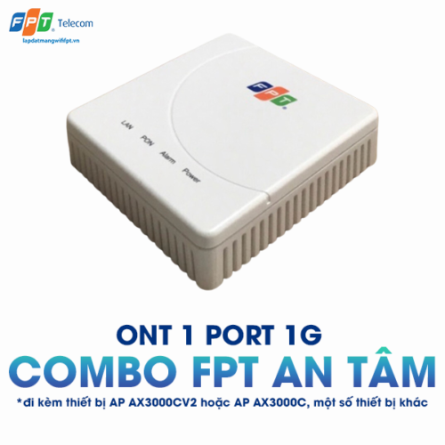 ont 1 port 1g được trang bị kèm trong gói combo fpt an tâm (* đi kèm thiết bị AP ax3000CV2 hoặc một số thiết bị khác)